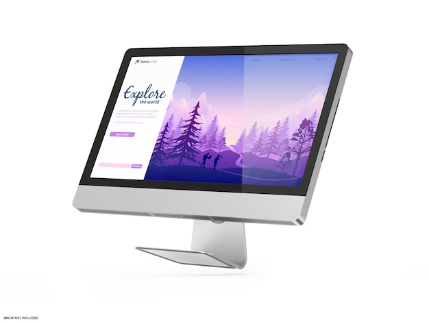 Mockup de pantalla de escritorio flotante