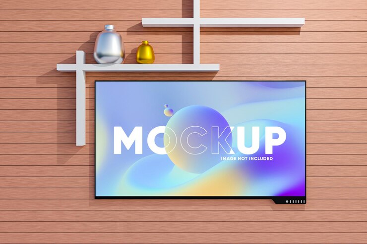 Mockup de pantalla con un interior de televisión mínimo