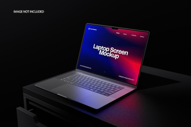Mockup de pantalla de portátil en un tema oscuro