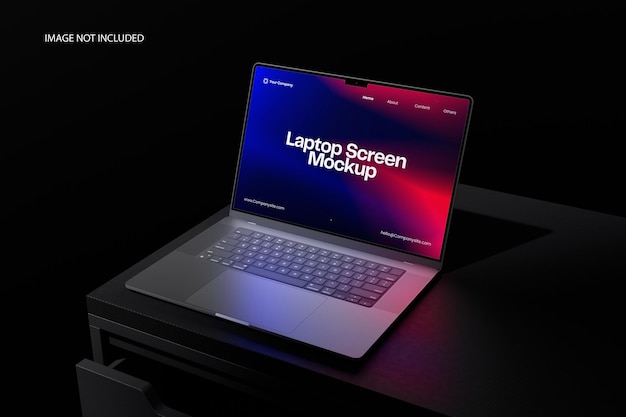 Mockup de pantalla de portátil en un tema oscuro