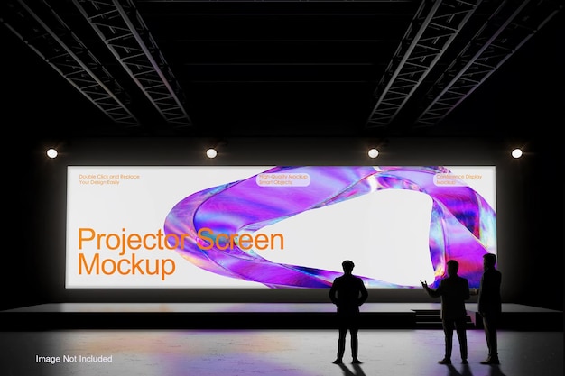 Mockup de pantalla de proyector en una sala de conferencias