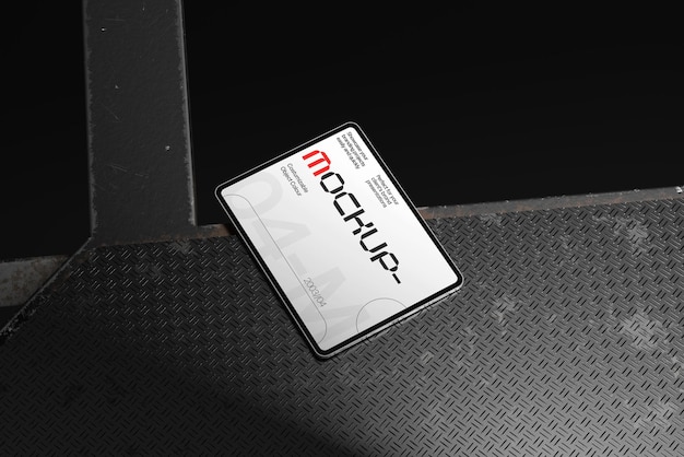 Mockup de pantalla de tableta de estilo industrial