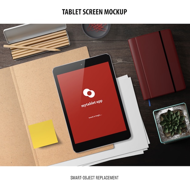 Mockup de la pantalla de la tableta