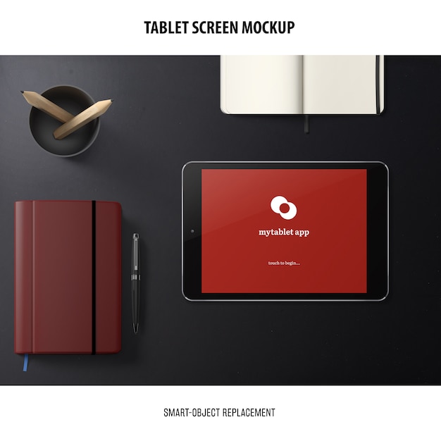 Mockup de la pantalla de la tableta