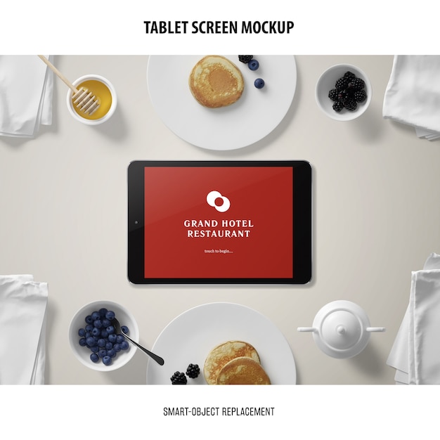 Mockup de la pantalla de la tableta