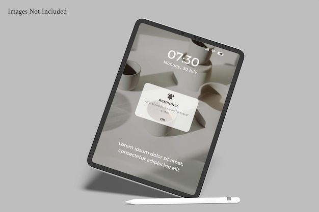 Mockup de la pantalla de la tableta