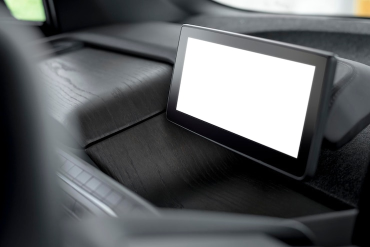 PSD mockup de pantalla táctil de navegación gps en el psd de coche inteligente