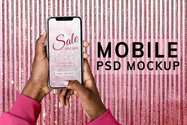 Mockup de pantalla de teléfono, espacio de diseño estético rosa psd