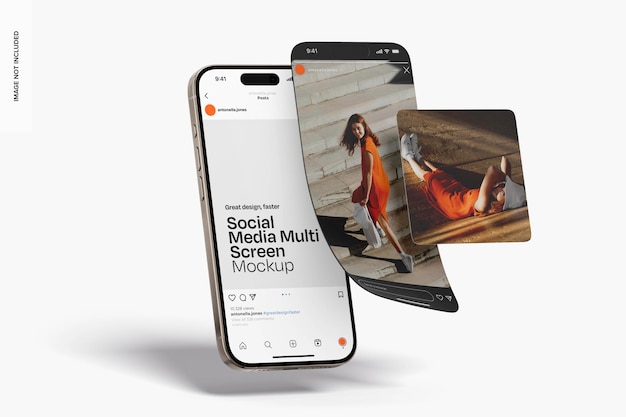 Mockup de las pantallas múltiples de las redes sociales