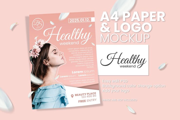 MOCKUP de papel A4 para el amplificador de logotipo