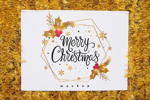 Mockup de papel con decoración de navidad