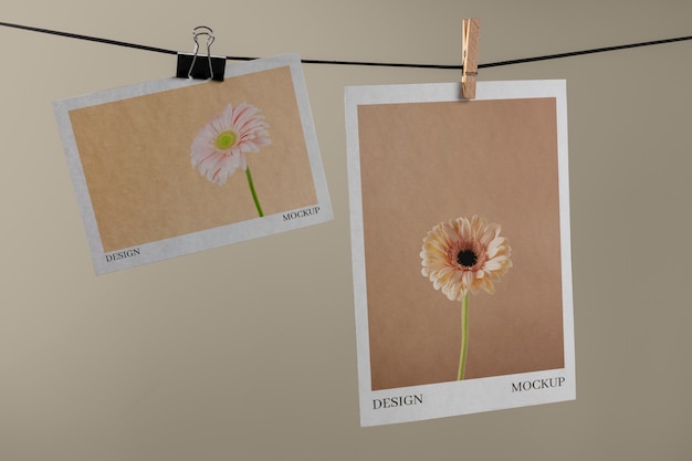 Mockup de papel en tendedero