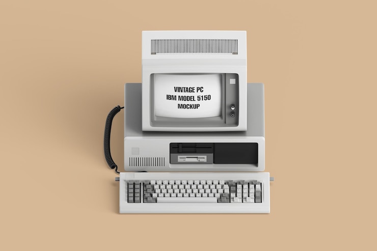 PSD mockup de la pc modelo 5150 de la época