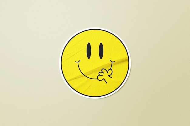 Mockup de la pegatina de la cara sonriente de Psd