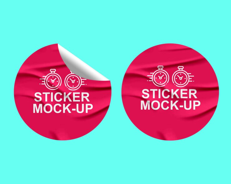 PSD mockup de la pegatina de la cáscara redonda