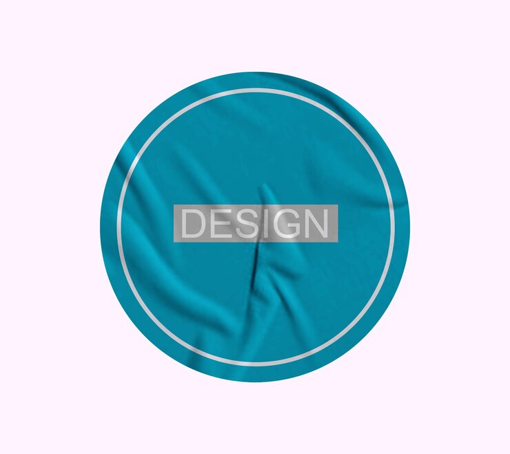 PSD mockup de la pegatina redonda azul