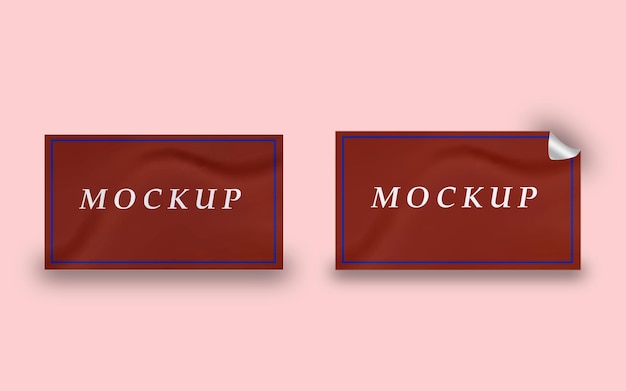 Mockup de pegatinas rectangulares con textura