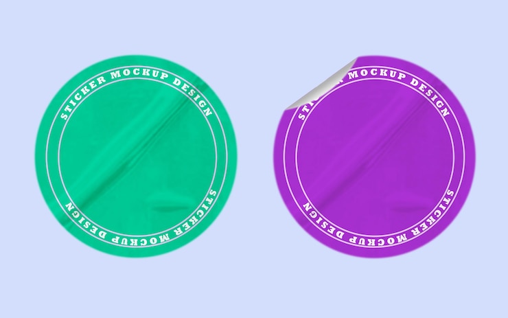 PSD mockup de pegatinas redondas