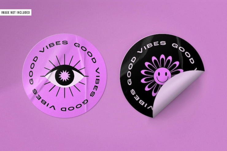 PSD mockup de las pegatinas