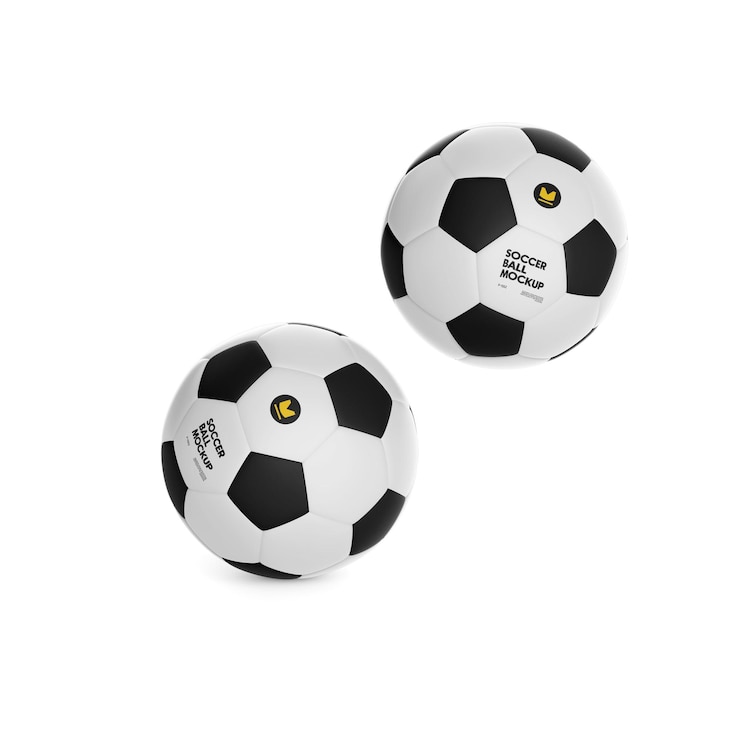 PSD mockup de pelota de fútbol personalizable en primer plano