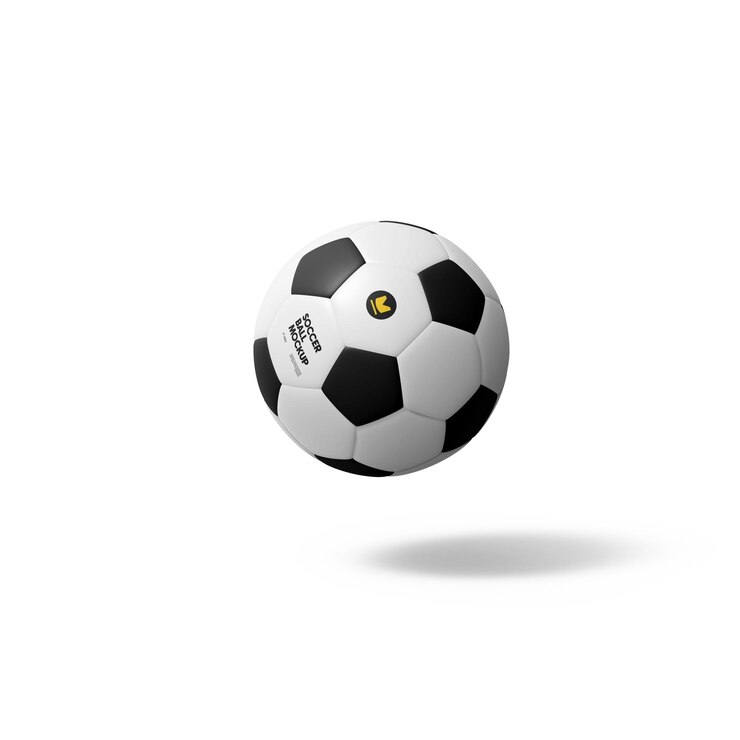PSD mockup de pelota de fútbol personalizable en primer plano