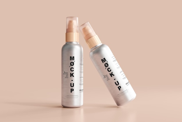 Mockup per flacone spray cosmetico in alluminio