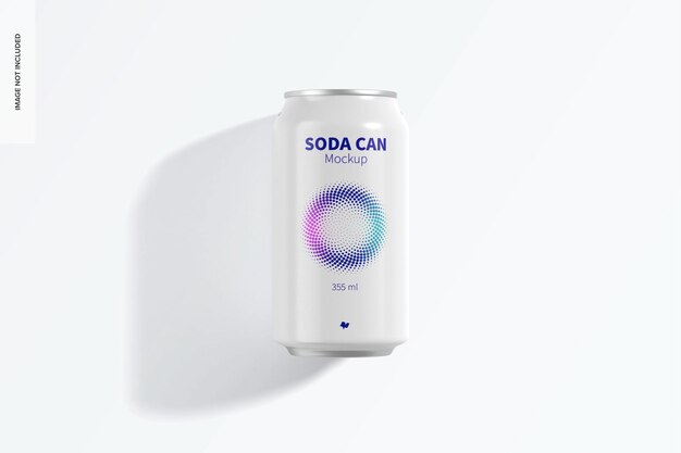 Mockup per lattina di soda da 355 ml, vista dall'alto