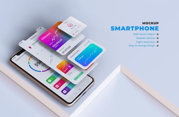 Mockup per smartphone con app di livello