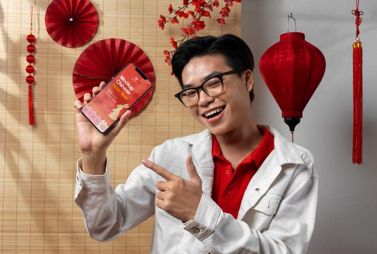 PSD mockup perangkat tahun baru imlek