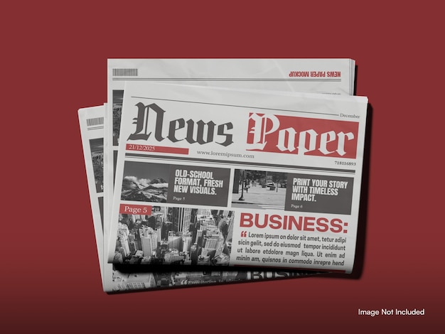 Mockup de periódico colocado en plano