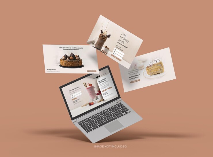 Mockup personalizzabile di laptop con schermate modificabili spuntate 3D Render