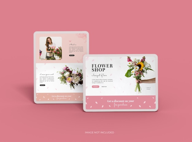 Mockup personalizzabile di tablet bianco senza marchio con design dello schermo modificabile per UIUX Product Showcase3D Render