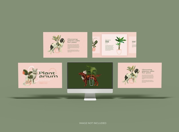Mockup personalizzabile di un tablet bianco senza marchio con schermate modificabili spuntate 3D Render