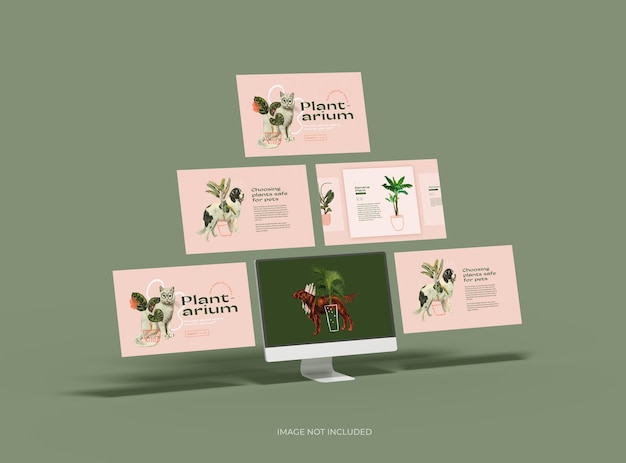Mockup personalizzabile di un tablet bianco senza marchio con schermate modificabili spuntate 3D Render