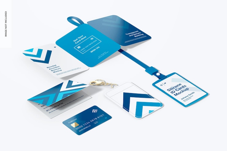 PSD mockup-perspektive des kundenbank-begrüßungskits