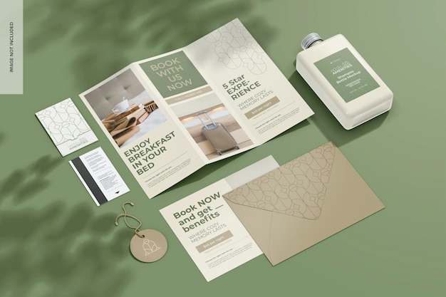 Mockup-perspektive für das hotel-branding