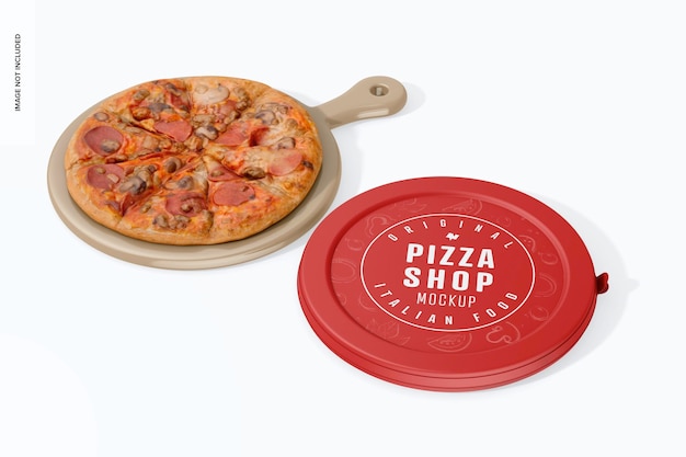 Mockup-perspektive für runde pizzaverpackungen