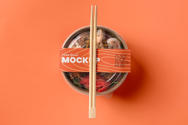 Mockup piatto piatto gustoso poke bowl
