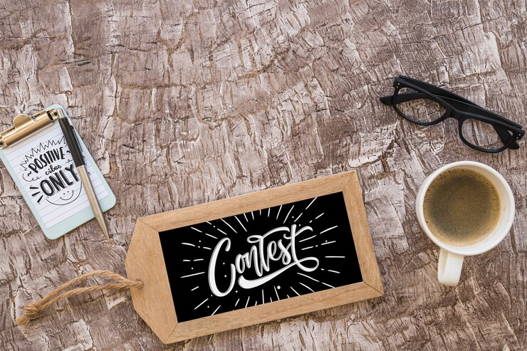 PSD mockup de pizarra con café y libreta
