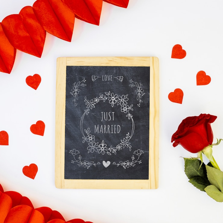 PSD mockup de pizarra para san valentin