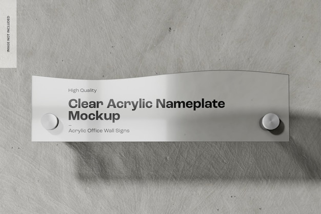 Mockup de placa de nombre de acrílico claro, vista delantera