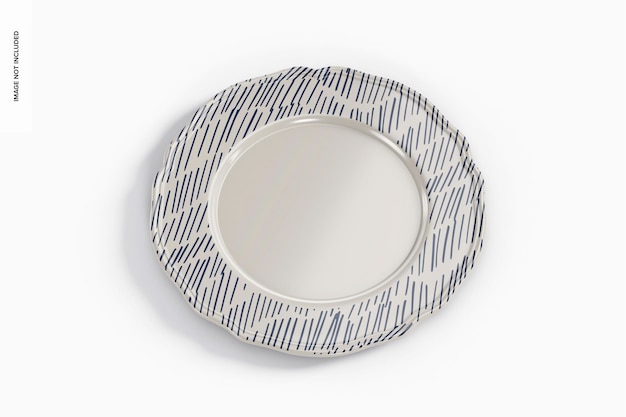 Mockup de plato plano de porcelana, perspectiva
