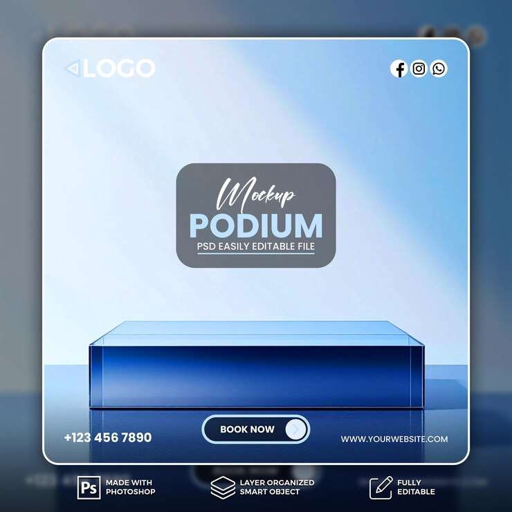 Mockup del podio azul