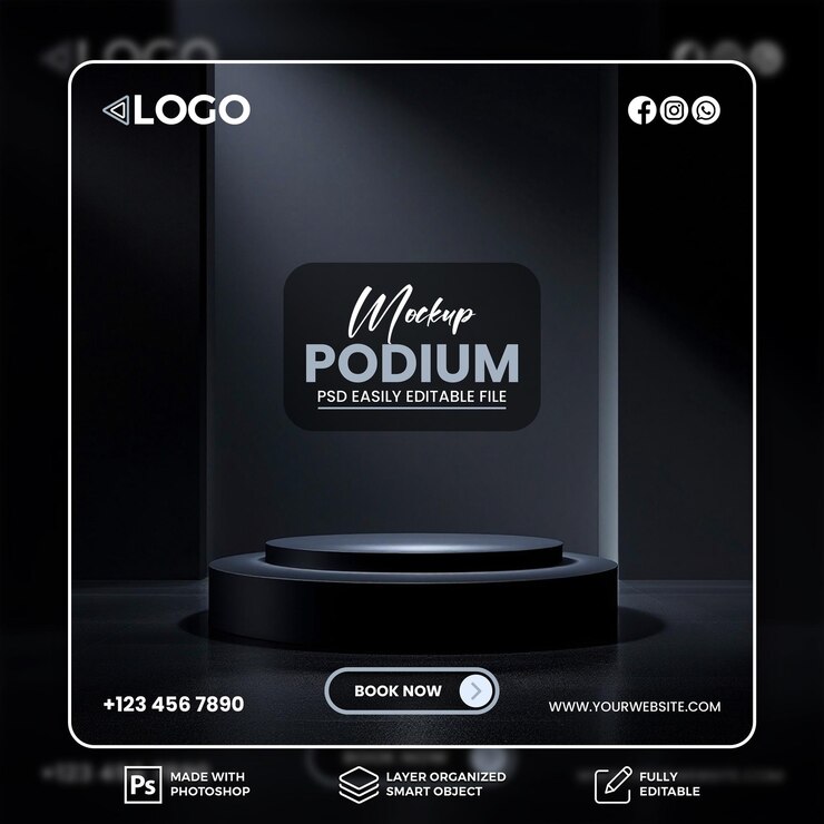 Mockup del podio oscuro en 3D