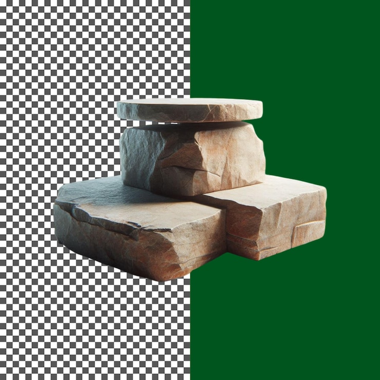 PSD mockup de podio de piedra base de piedra texturizada para fotografía de productos en fondo transparente png psd