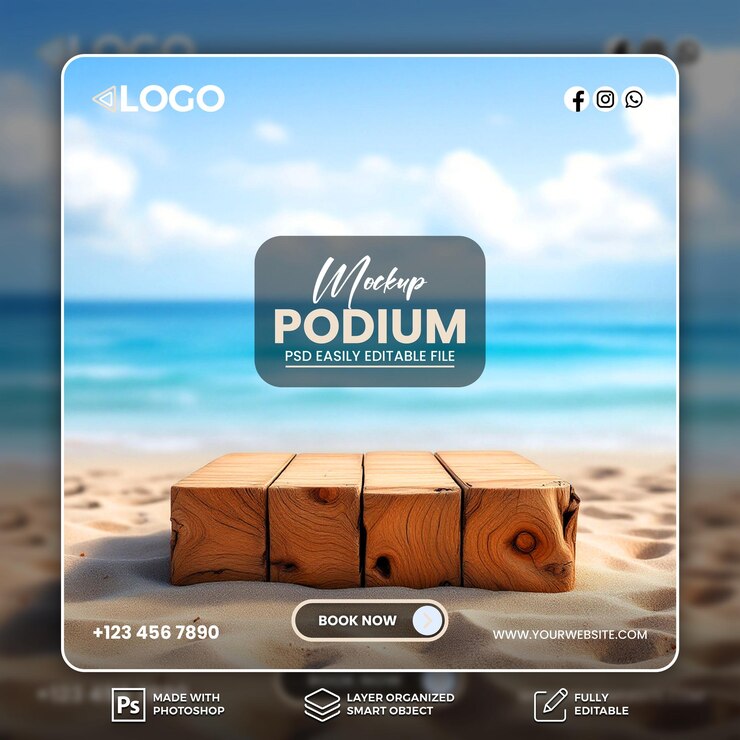 Mockup del podio de playa de verano