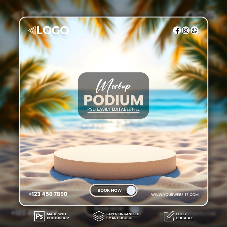 Mockup del podio de la playa