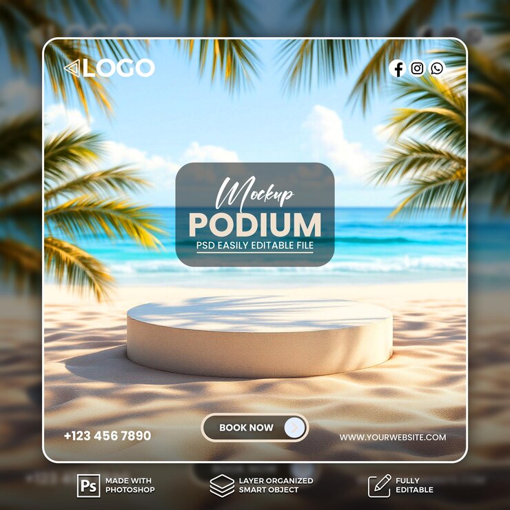 Mockup del podio de la playa