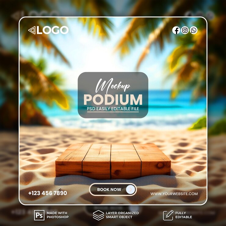 Mockup del podio de la playa