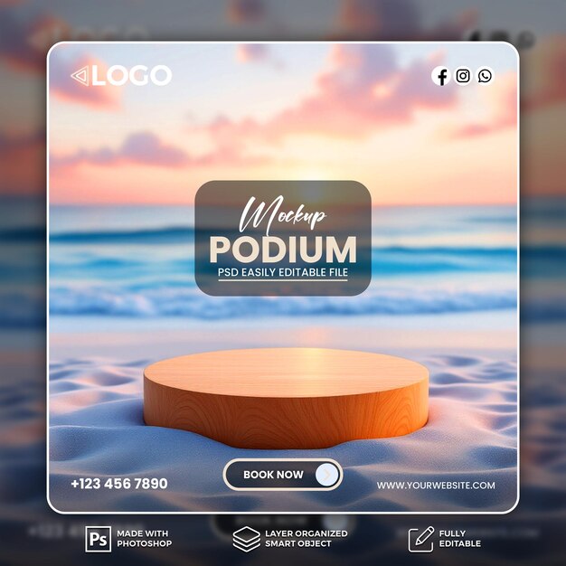 Mockup del podio de la playa